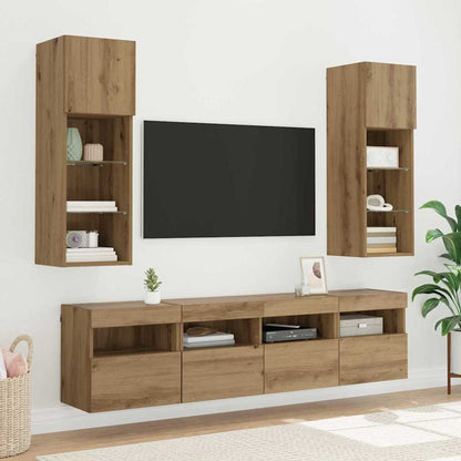 TV-Wandregale 2 stk. Artisan-Eiche Holzwerkstoff