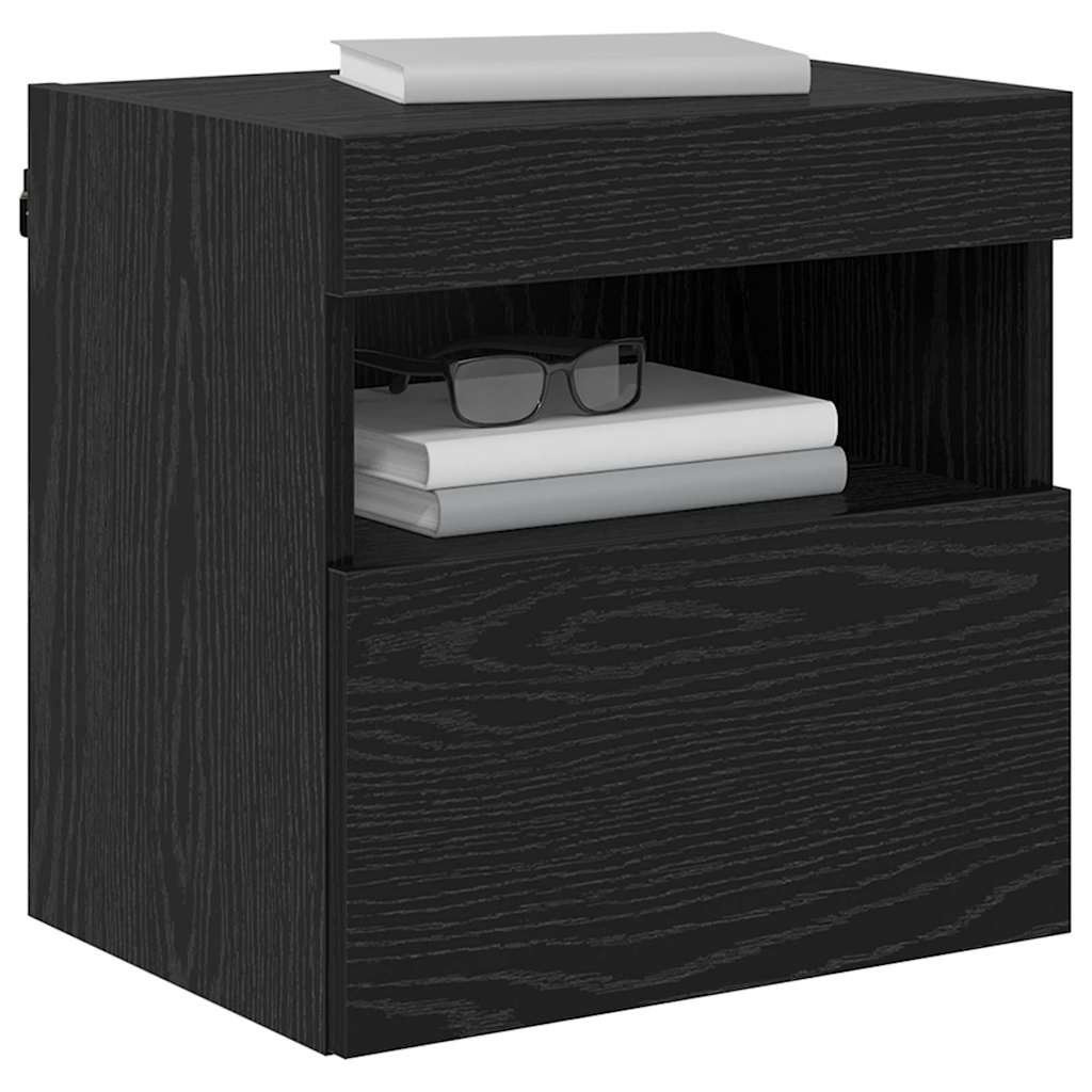 TV-Wandregale 2 stk. Schwarz Eichen-Optik Holzwerkstoff