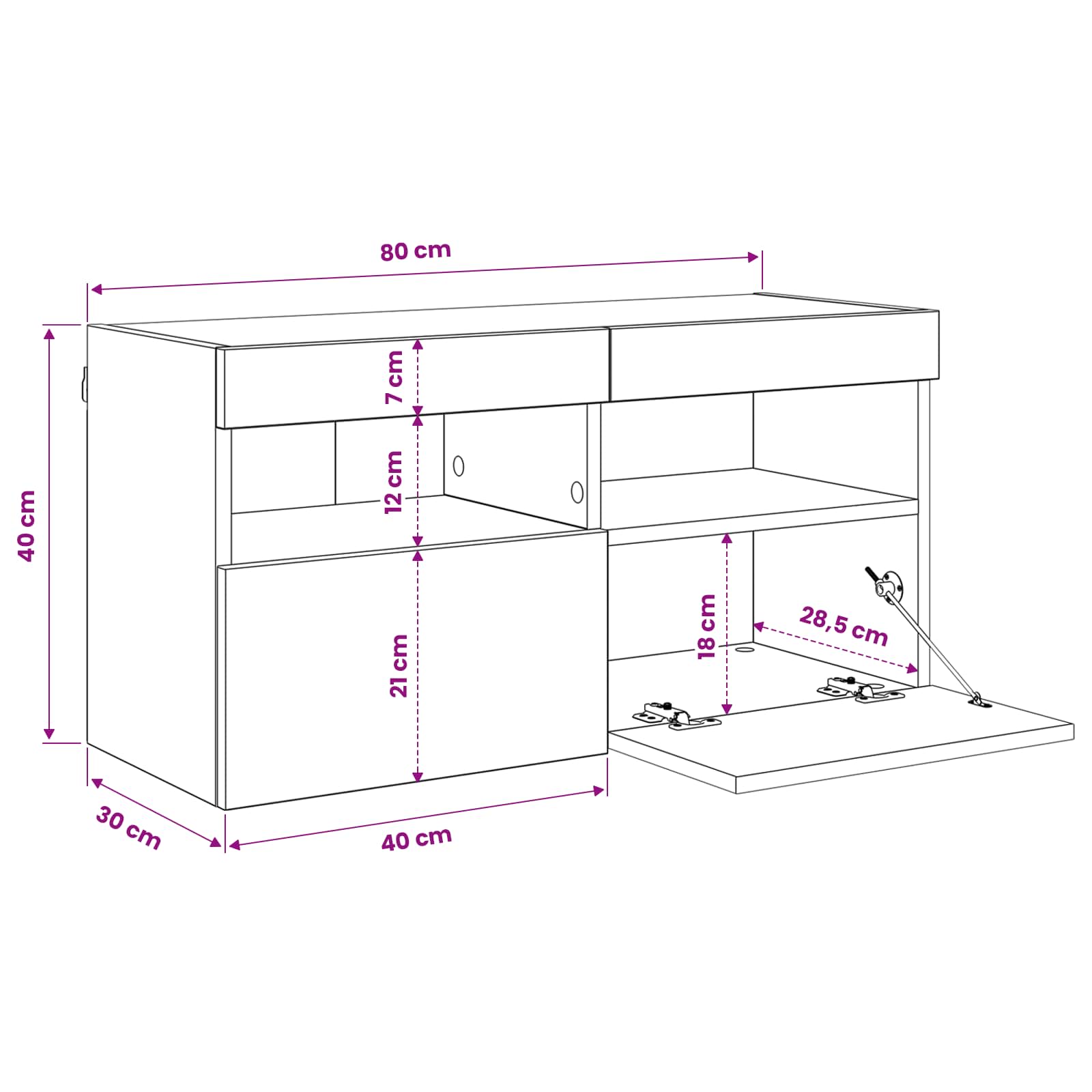 TV-Wandschrank 80 x 30 x 40 cm Altholz Holzwerkstoff