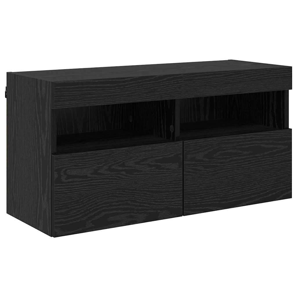 TV-Wandschrank 80 x 30 x 40 cm Schwarz Eichen-Optik