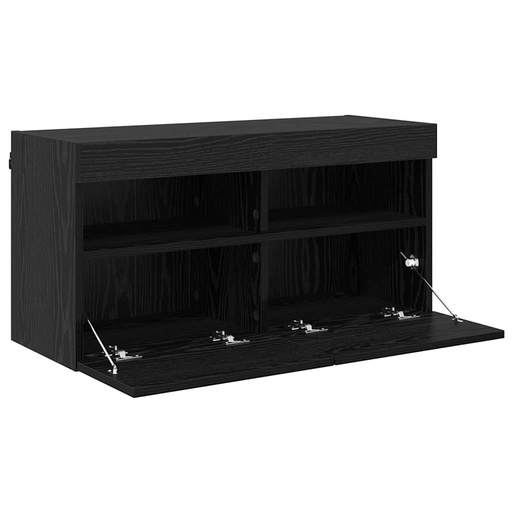 TV-Wandschrank 80 x 30 x 40 cm Schwarz Eichen-Optik