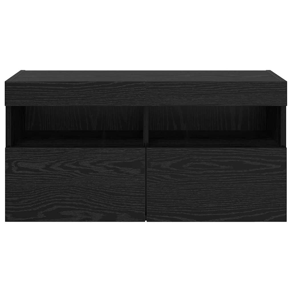 TV-Wandschrank 80 x 30 x 40 cm Schwarz Eichen-Optik