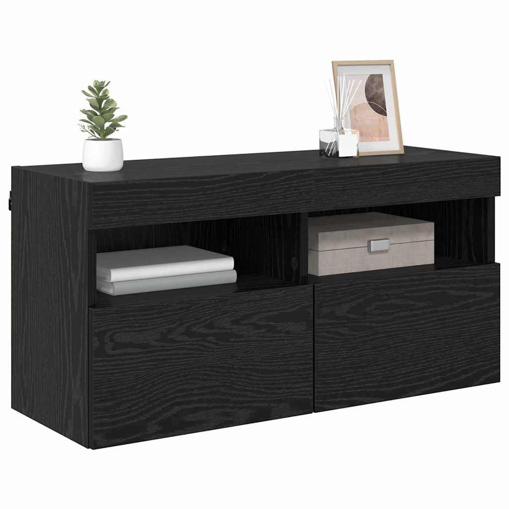 TV-Wandschrank 80 x 30 x 40 cm Schwarz Eichen-Optik