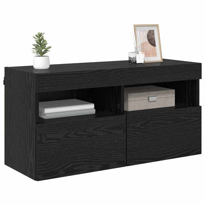 TV-Wandschrank 80 x 30 x 40 cm Schwarz Eichen-Optik