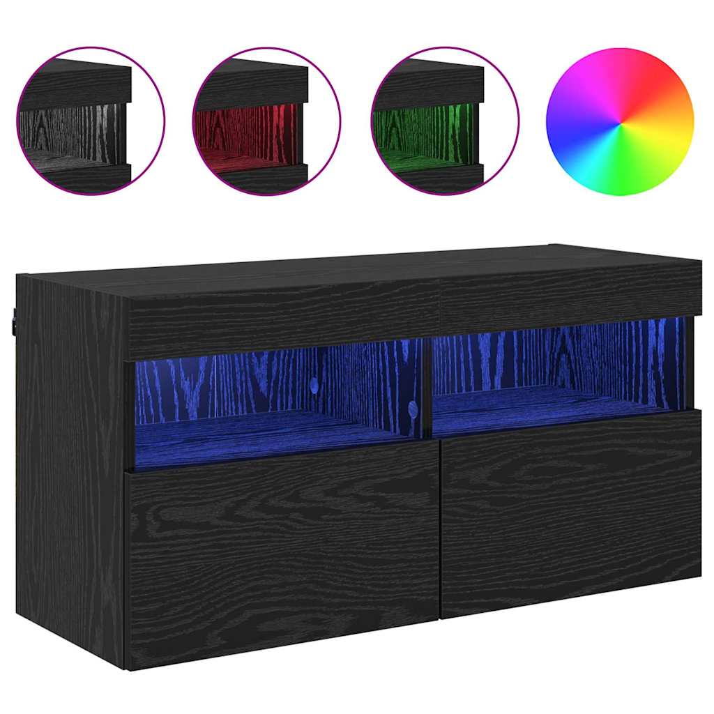 TV-Wandschrank 80 x 30 x 40 cm Schwarz Eichen-Optik