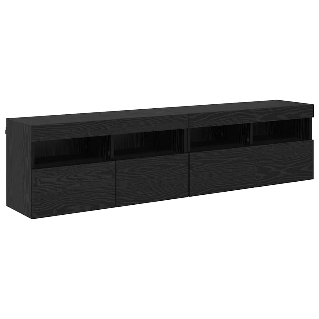 TV-Wandregale 2 stk. Schwarz Eichen-Optik Holzwerkstoff