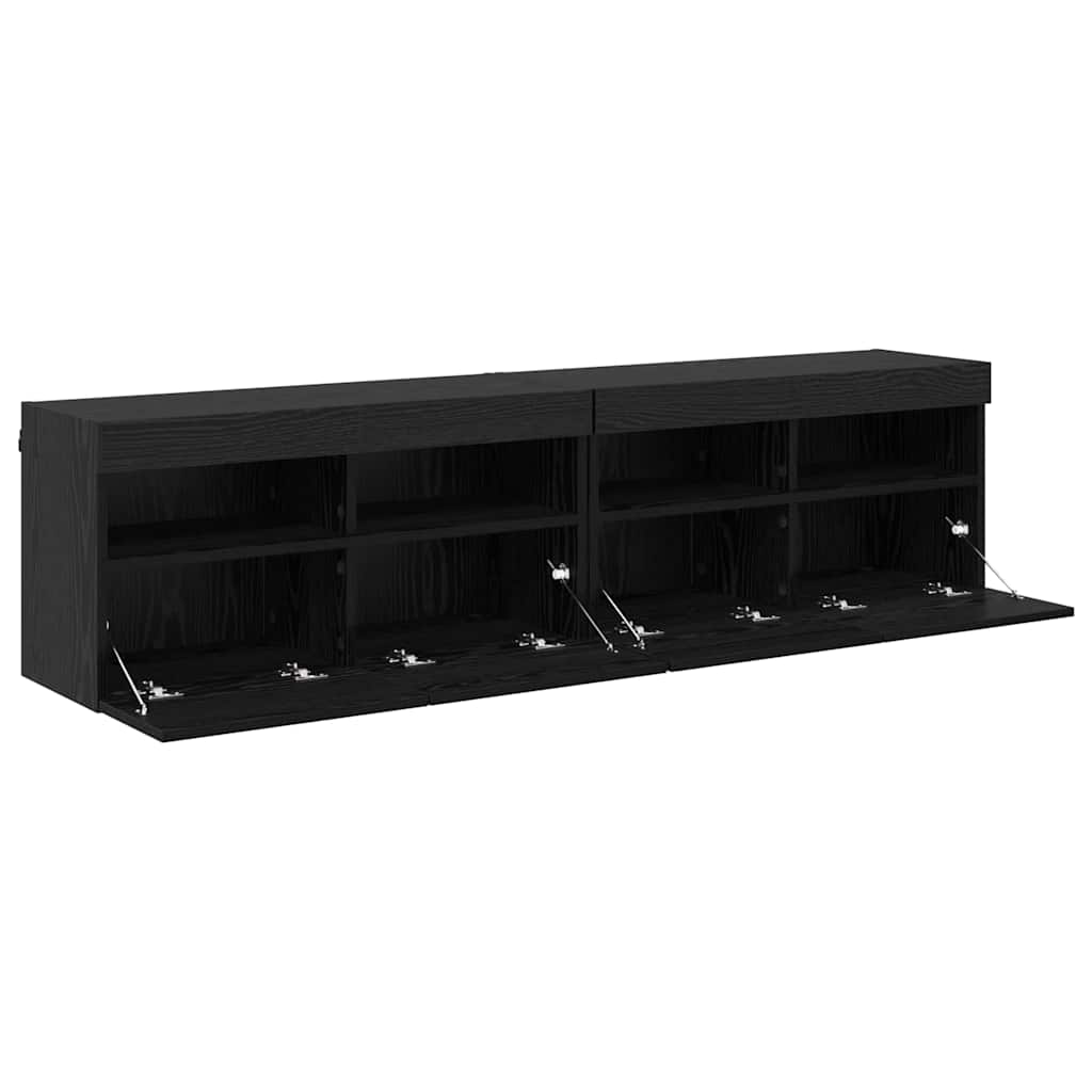 TV-Wandregale 2 stk. Schwarz Eichen-Optik Holzwerkstoff
