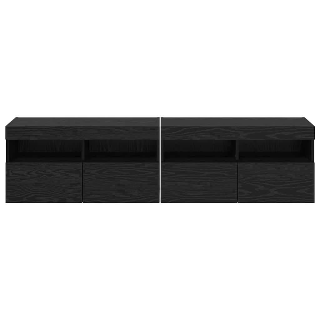 TV-Wandregale 2 stk. Schwarz Eichen-Optik Holzwerkstoff