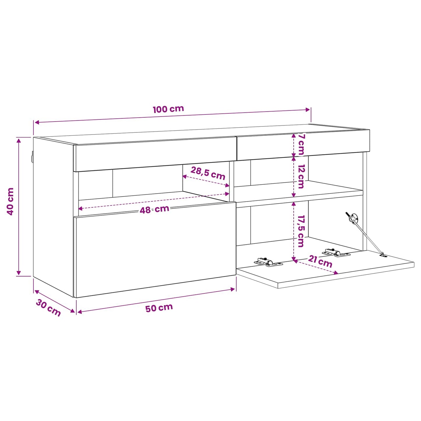 TV-Wandschrank 100 x 30 x 40 cm Artisan-Eiche Holzwerkstoff