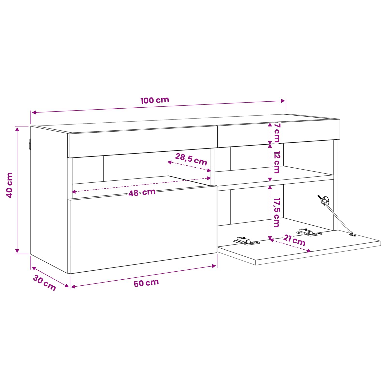 TV-Wandschrank 100 x 30 x 40 cm Artisan-Eiche Holzwerkstoff