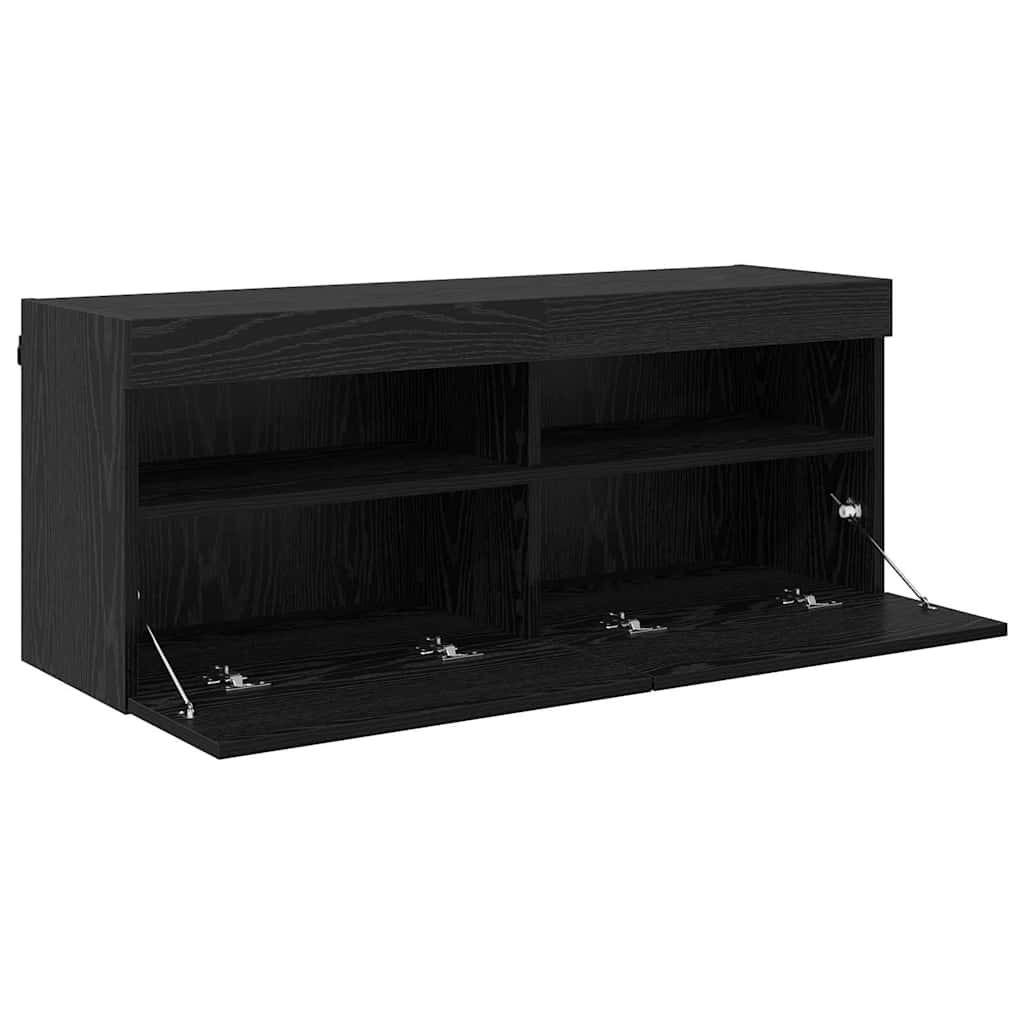TV-Wandschrank 100 x 30 x 40 cm Schwarz Eichen-Optik