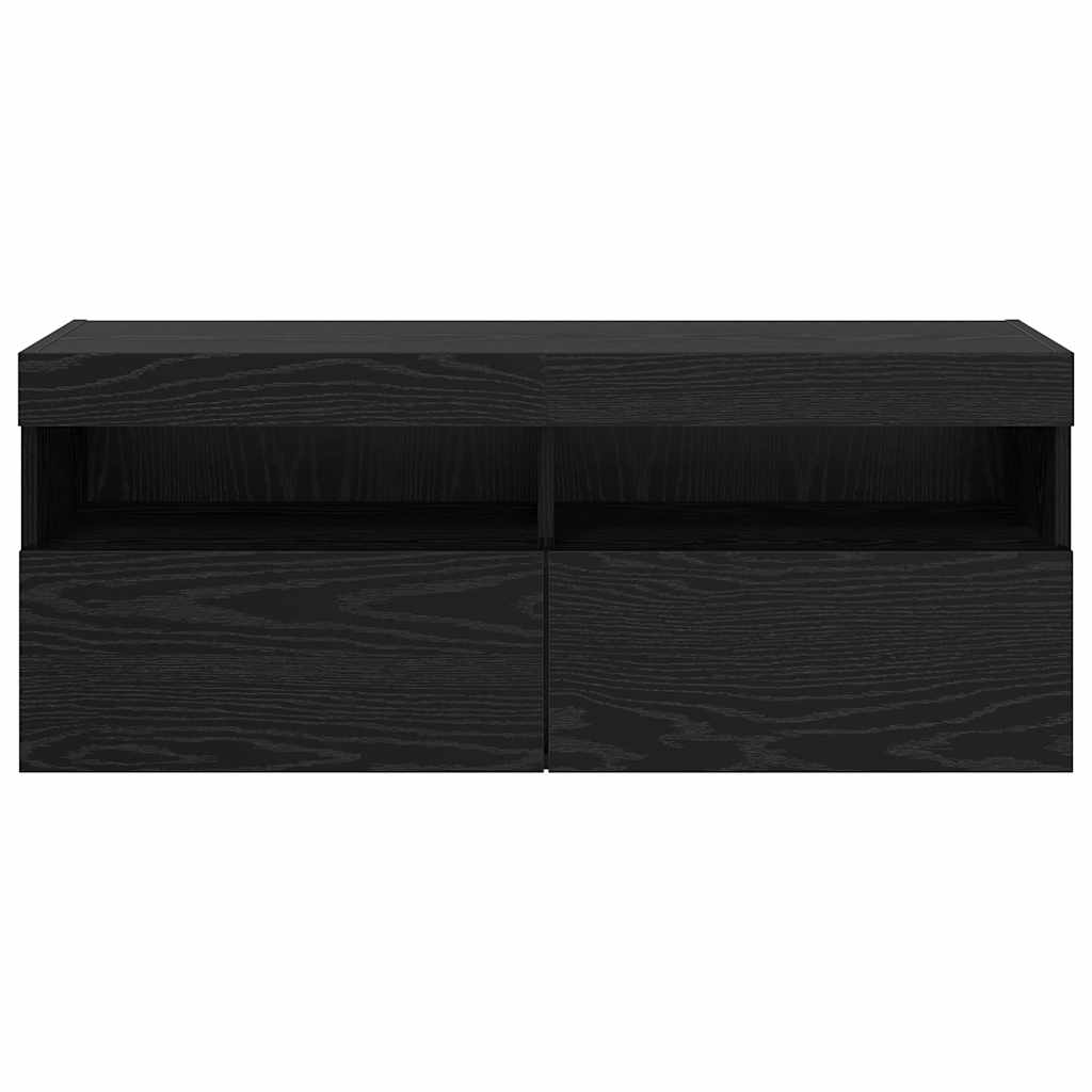 TV-Wandschrank 100 x 30 x 40 cm Schwarz Eichen-Optik