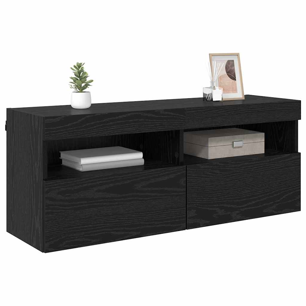 TV-Wandschrank 100 x 30 x 40 cm Schwarz Eichen-Optik
