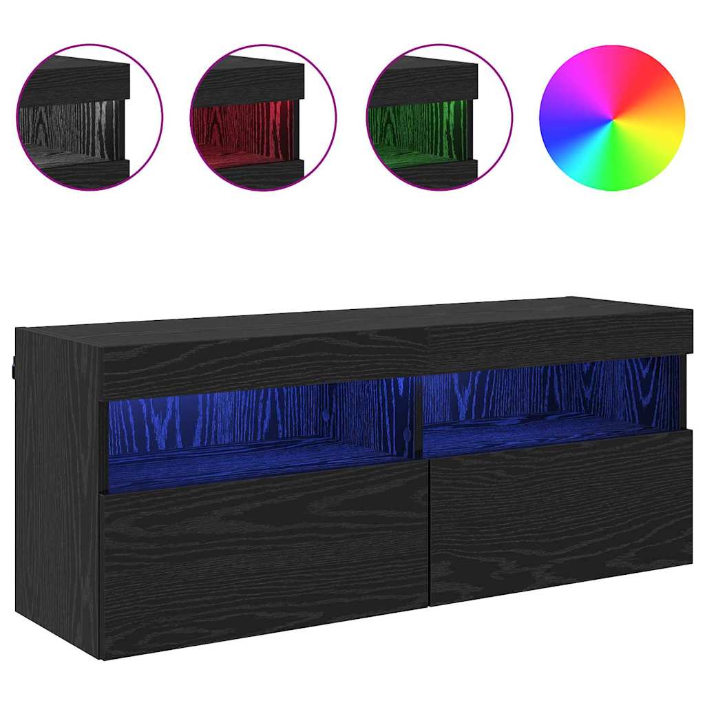 TV-Wandschrank 100 x 30 x 40 cm Schwarz Eichen-Optik