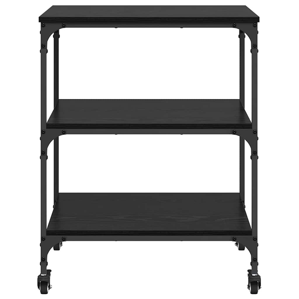 Küchentrolley Schwarz Eichen-Optik 60 x 41 x 76 cm