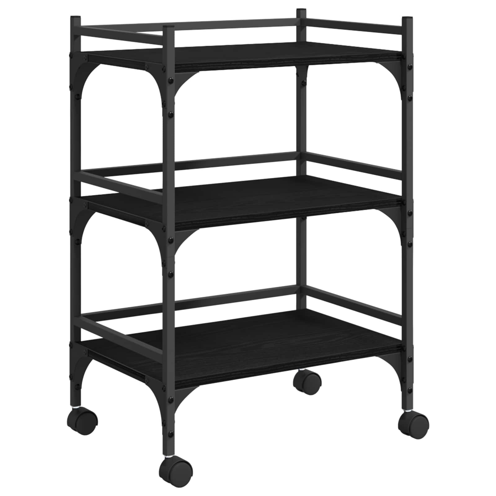 Küchentrolley Schwarz Eichen-Optik 50 x 35 x 75,5 cm