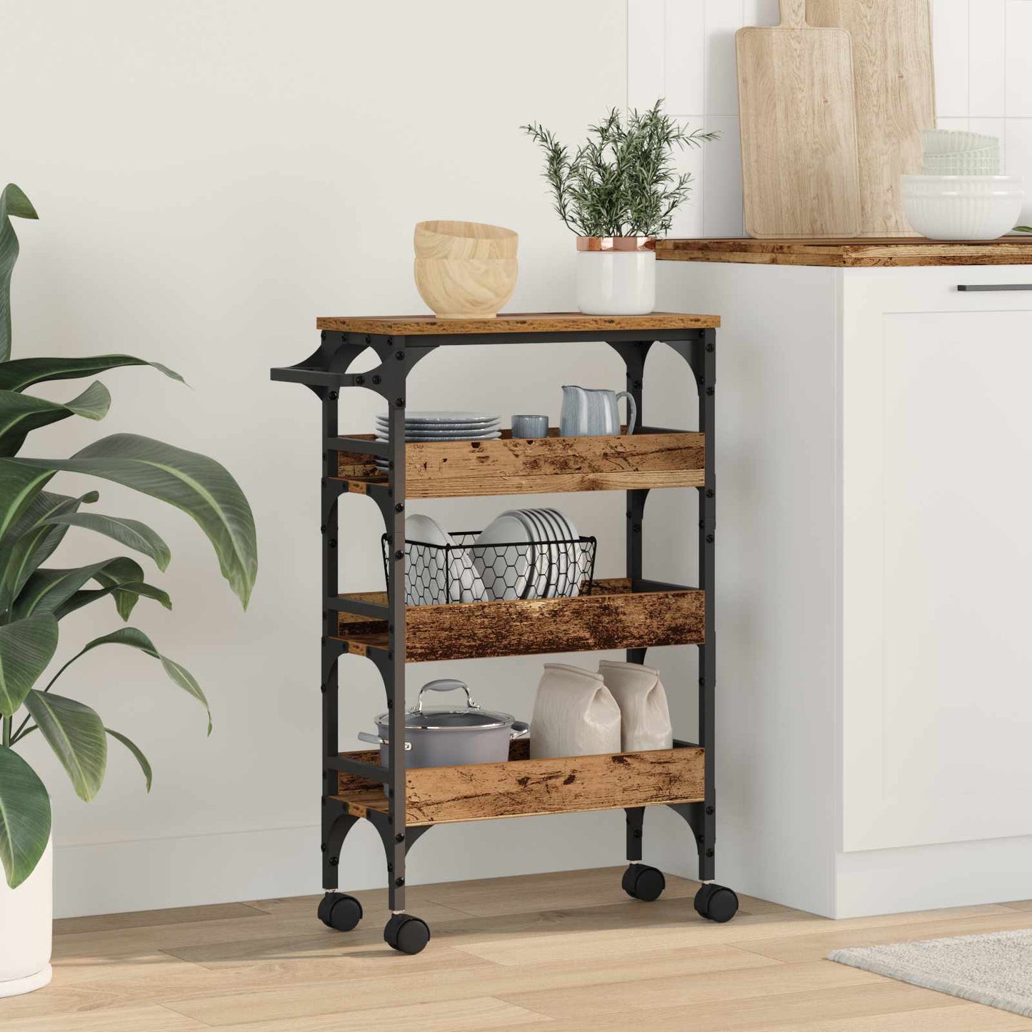 Küchentrolley Altholz 53 x 20 x 76 cm Holzwerkstoff