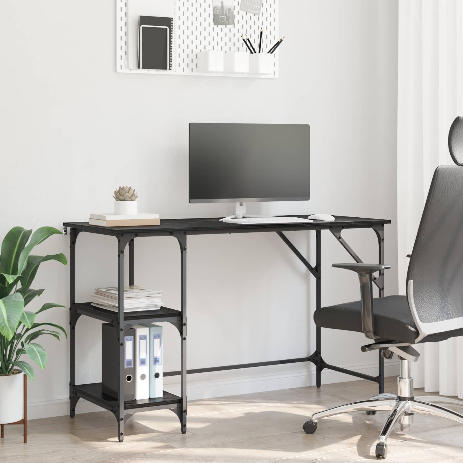 Schreibtisch Schwarz Eichen-Optik 120 x 50 x 75 cm