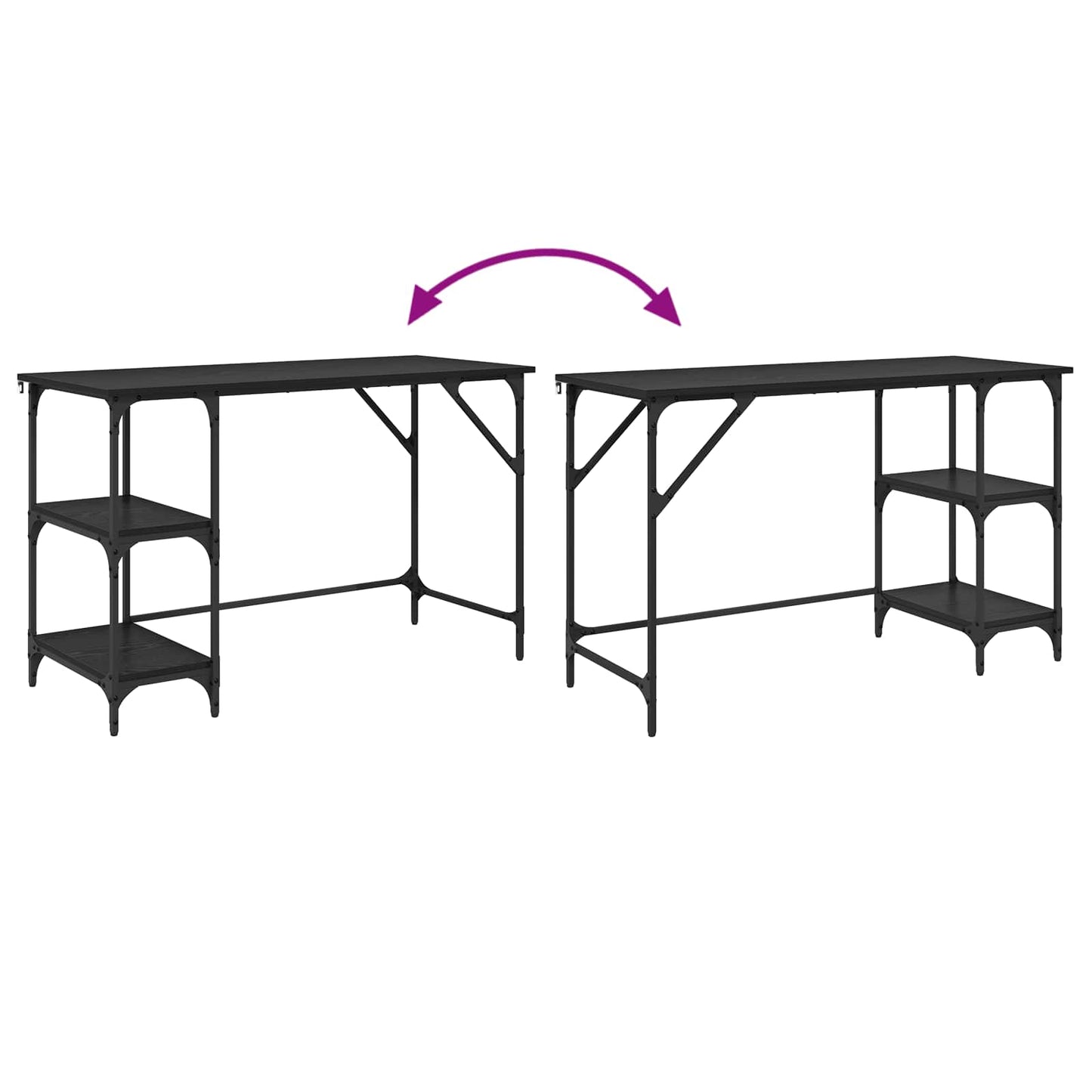 Schreibtisch Schwarz Eichen-Optik 120 x 50 x 75 cm