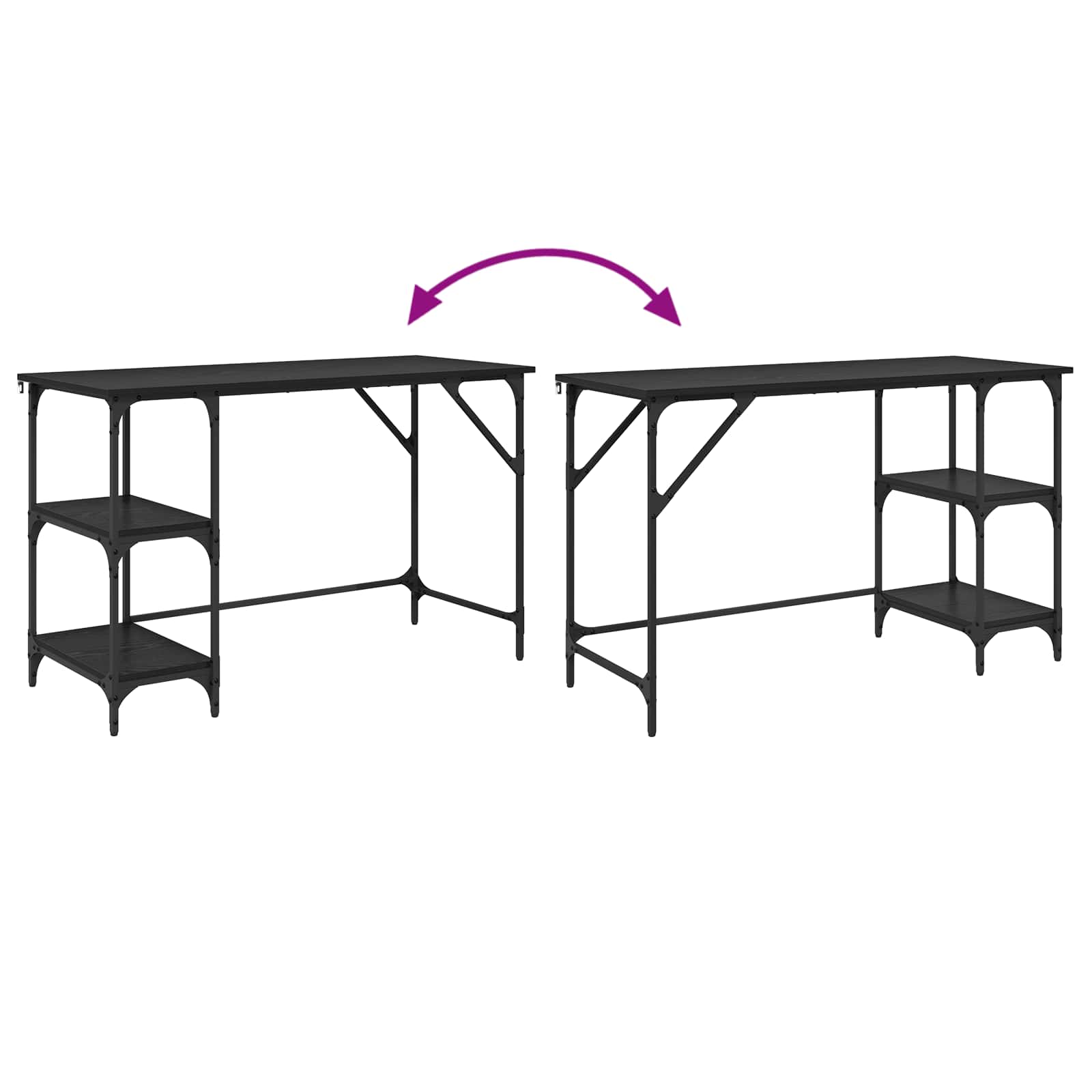 Schreibtisch Schwarz Eichen-Optik 120 x 50 x 75 cm