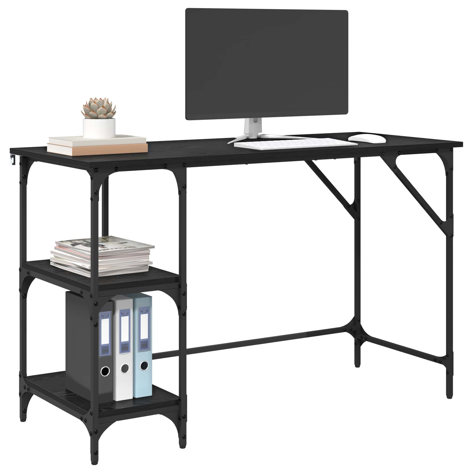 Schreibtisch Schwarz Eichen-Optik 120 x 50 x 75 cm
