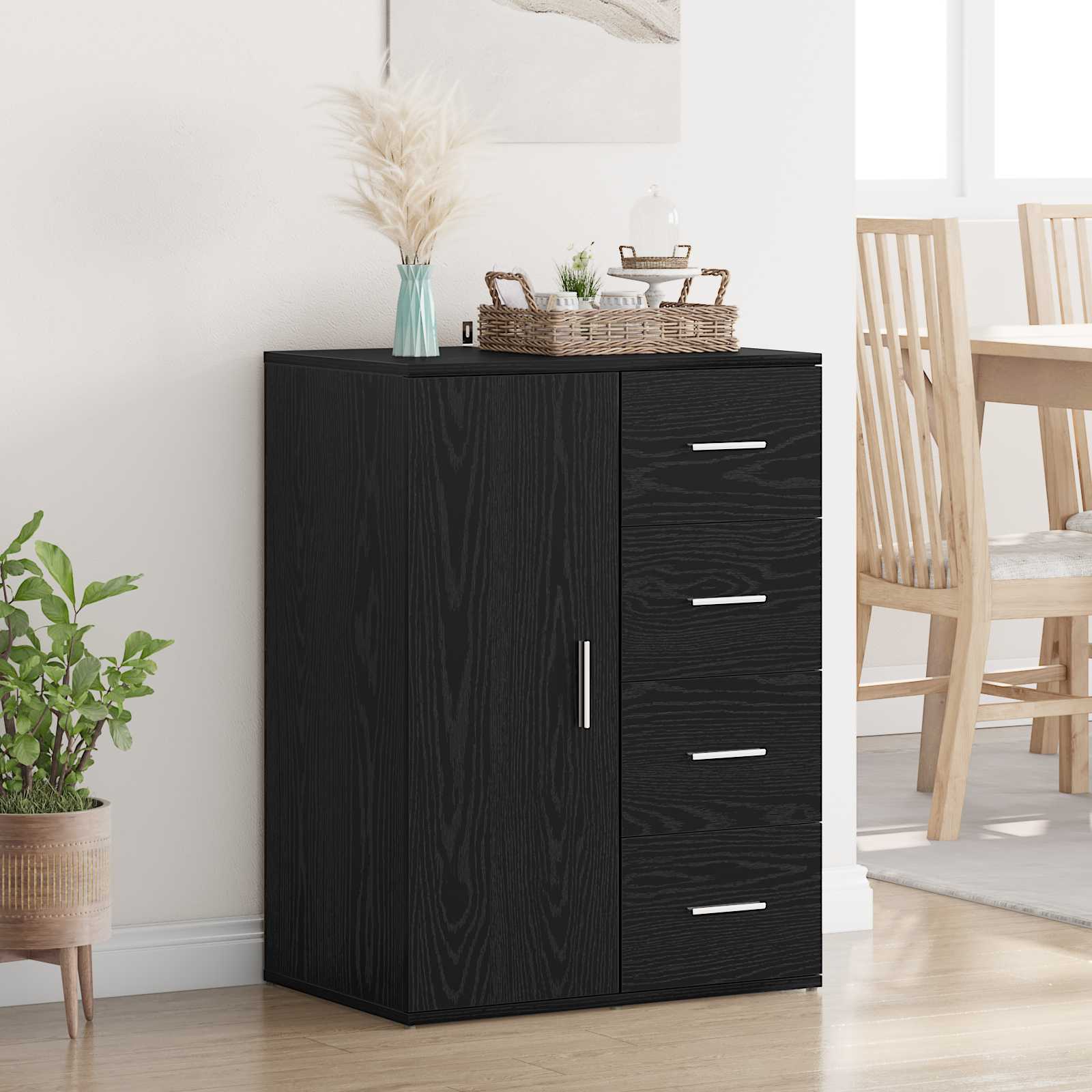 Sideboard Schwarz Eichen-Optik 59 x 39 x 80 cm Holzwerkstoff