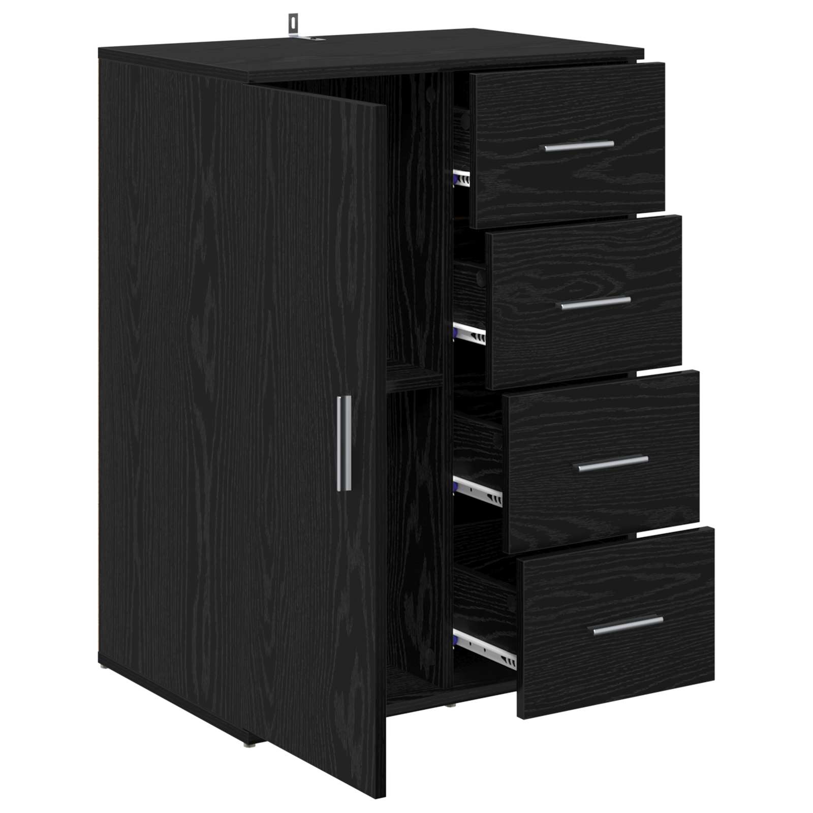 Sideboard Schwarz Eichen-Optik 59 x 39 x 80 cm Holzwerkstoff
