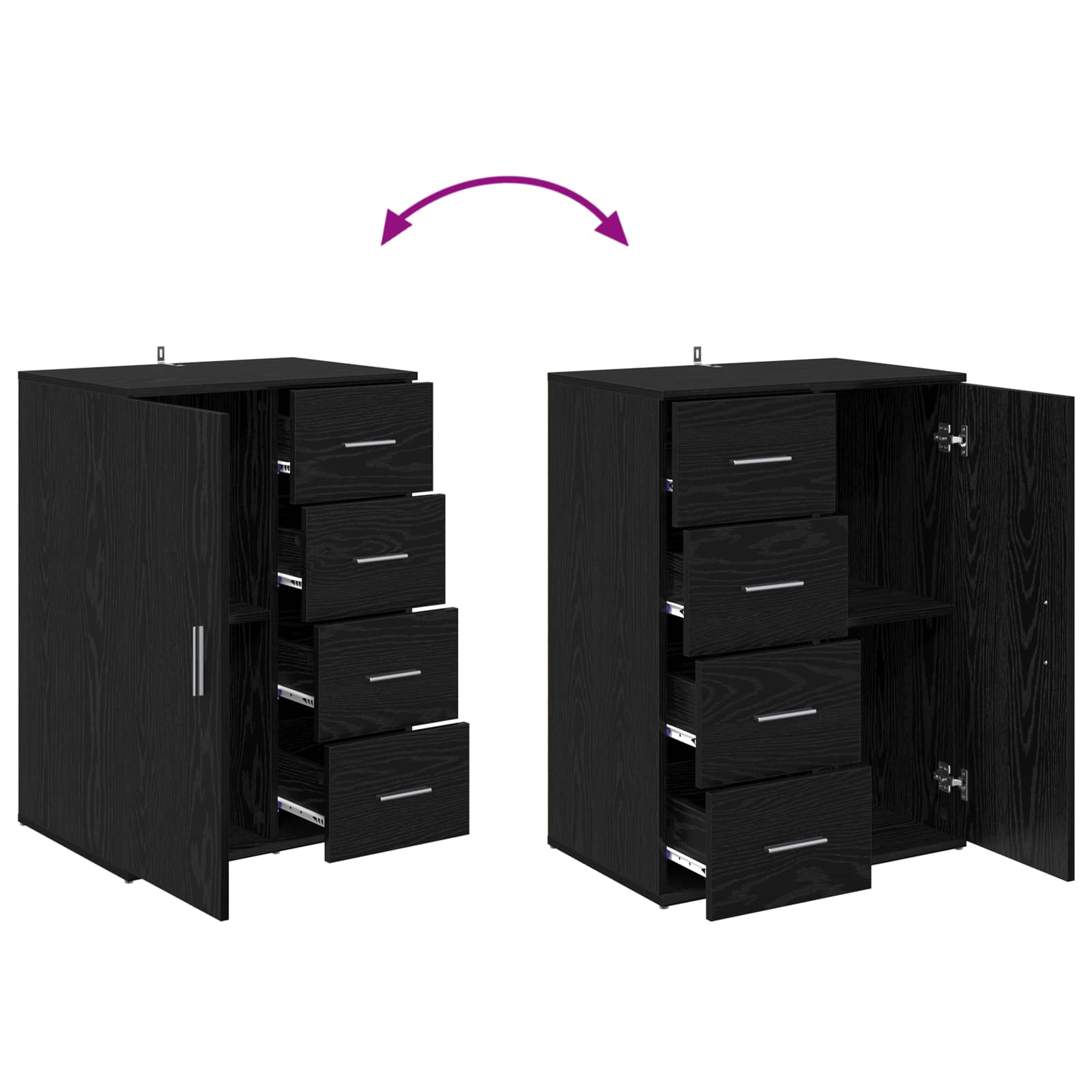 Sideboard Schwarz Eichen-Optik 59 x 39 x 80 cm Holzwerkstoff
