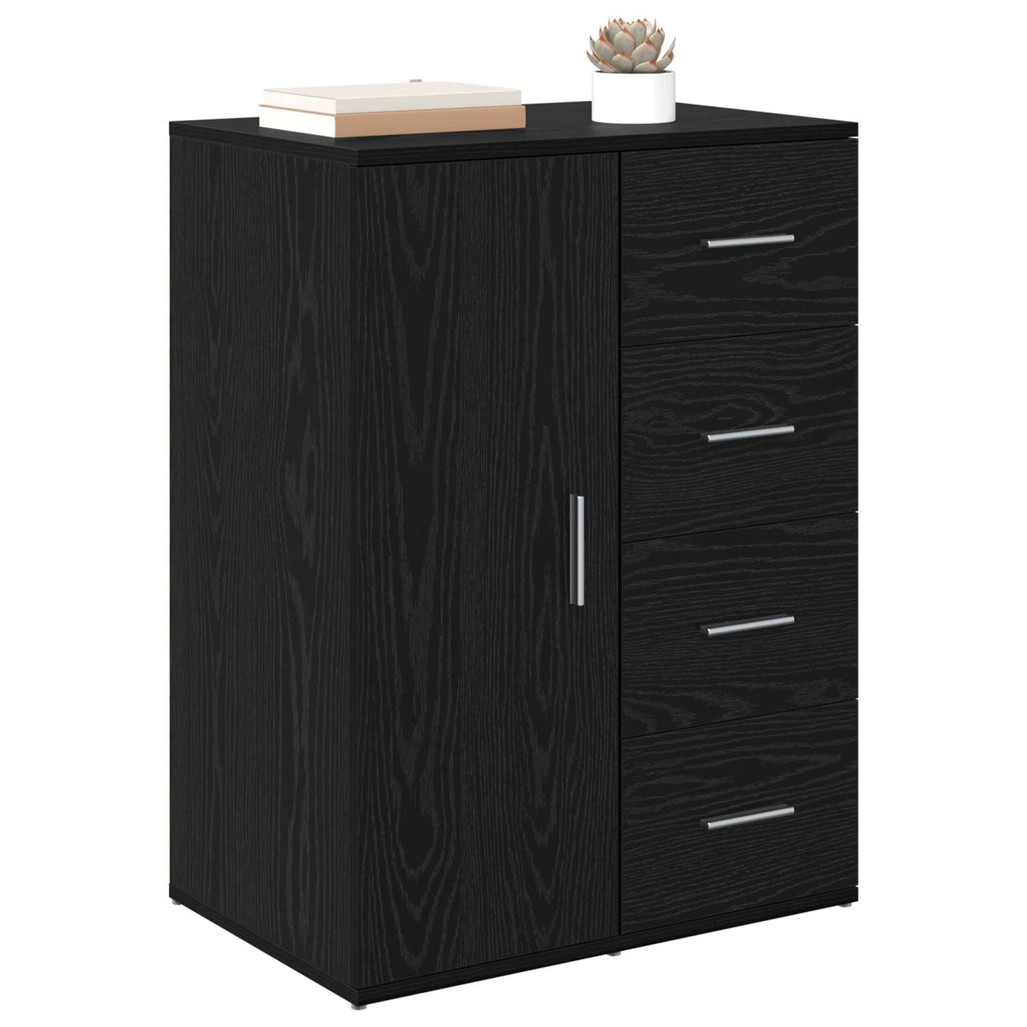 Sideboard Schwarz Eichen-Optik 59 x 39 x 80 cm Holzwerkstoff