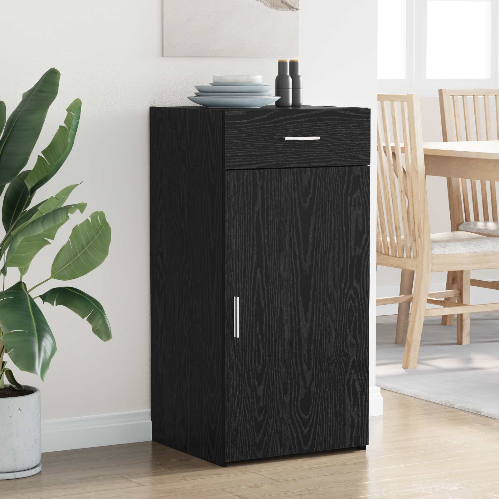 Sideboard Schwarz Eichen-Optik 45 x 42,5 x 93 cm Holzwerkstoff