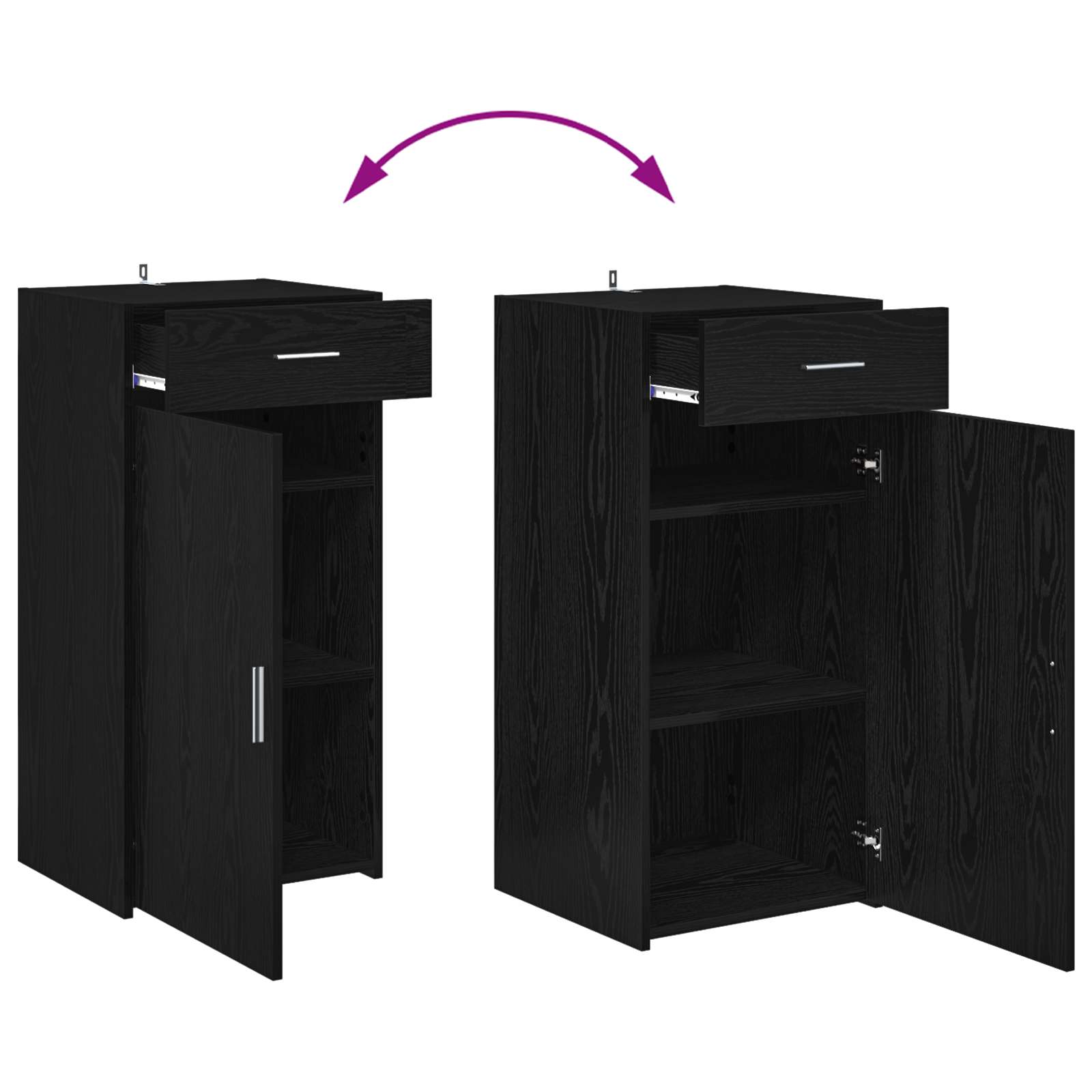 Sideboard Schwarz Eichen-Optik 45 x 42,5 x 93 cm Holzwerkstoff