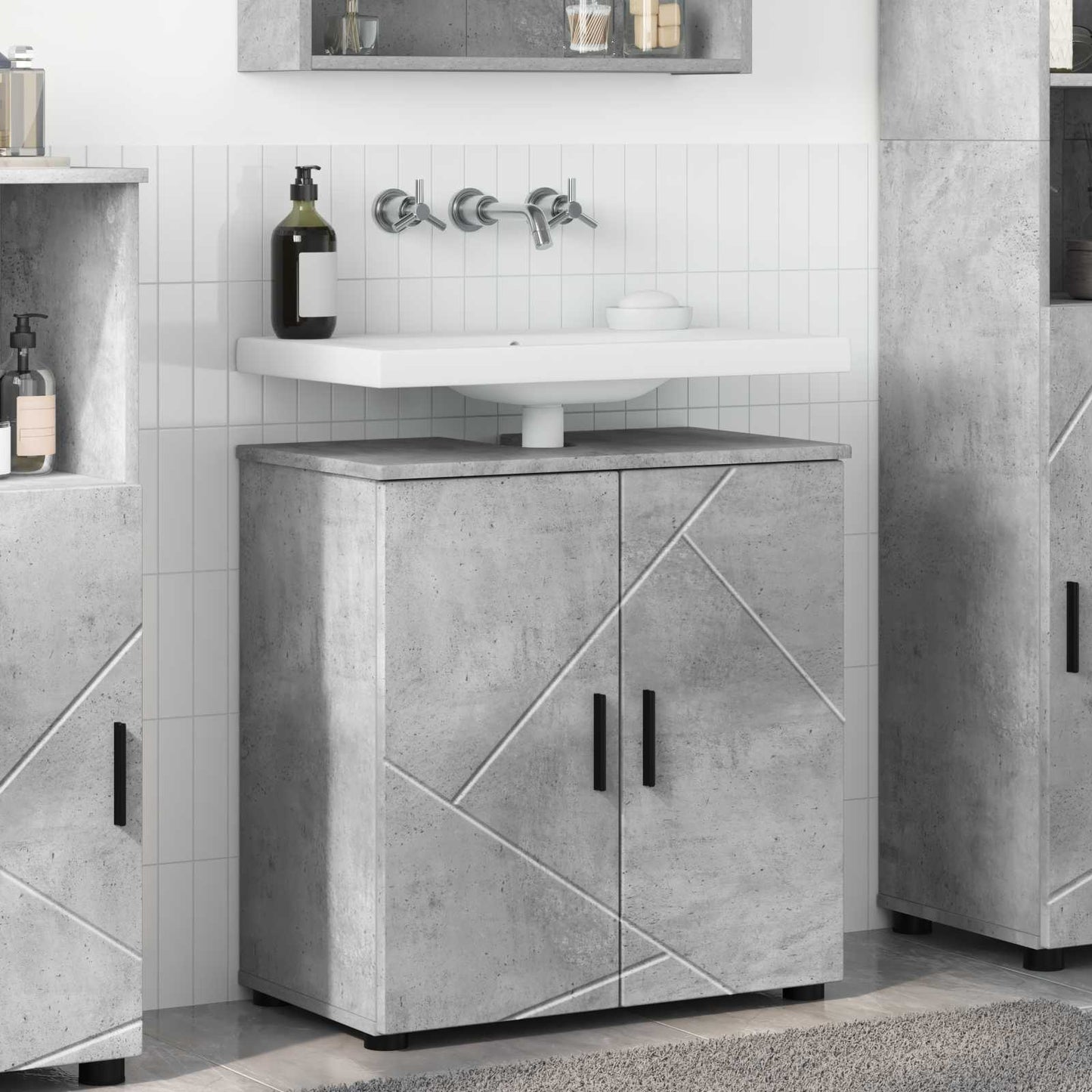 Badezimmerschrank Beton Grau 61 x 35 x 64 cm