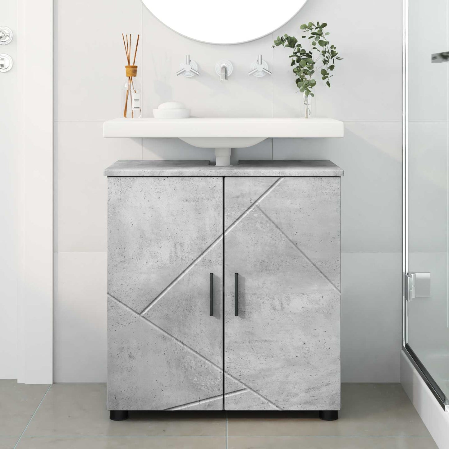 Badezimmerschrank Beton Grau 61 x 35 x 64 cm