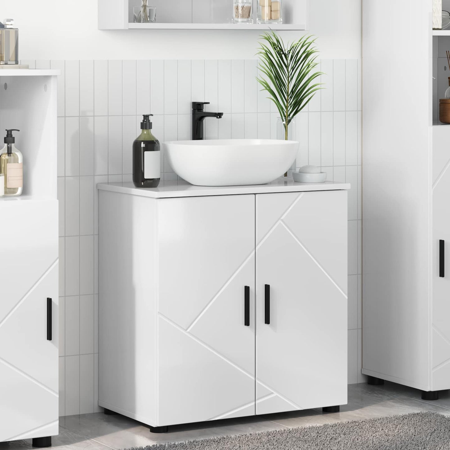 Badezimmerschrank Hochglanz Weiß 61 x 35 x 64 cm