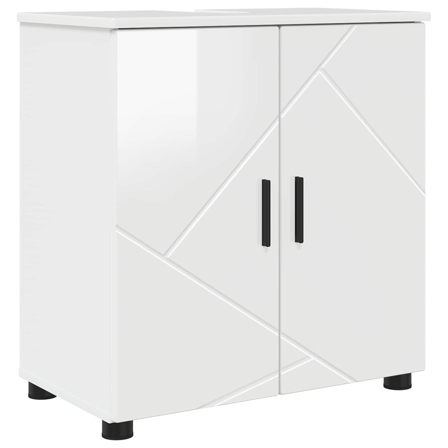 Badezimmerschrank Hochglanz Weiß 61 x 35 x 64 cm