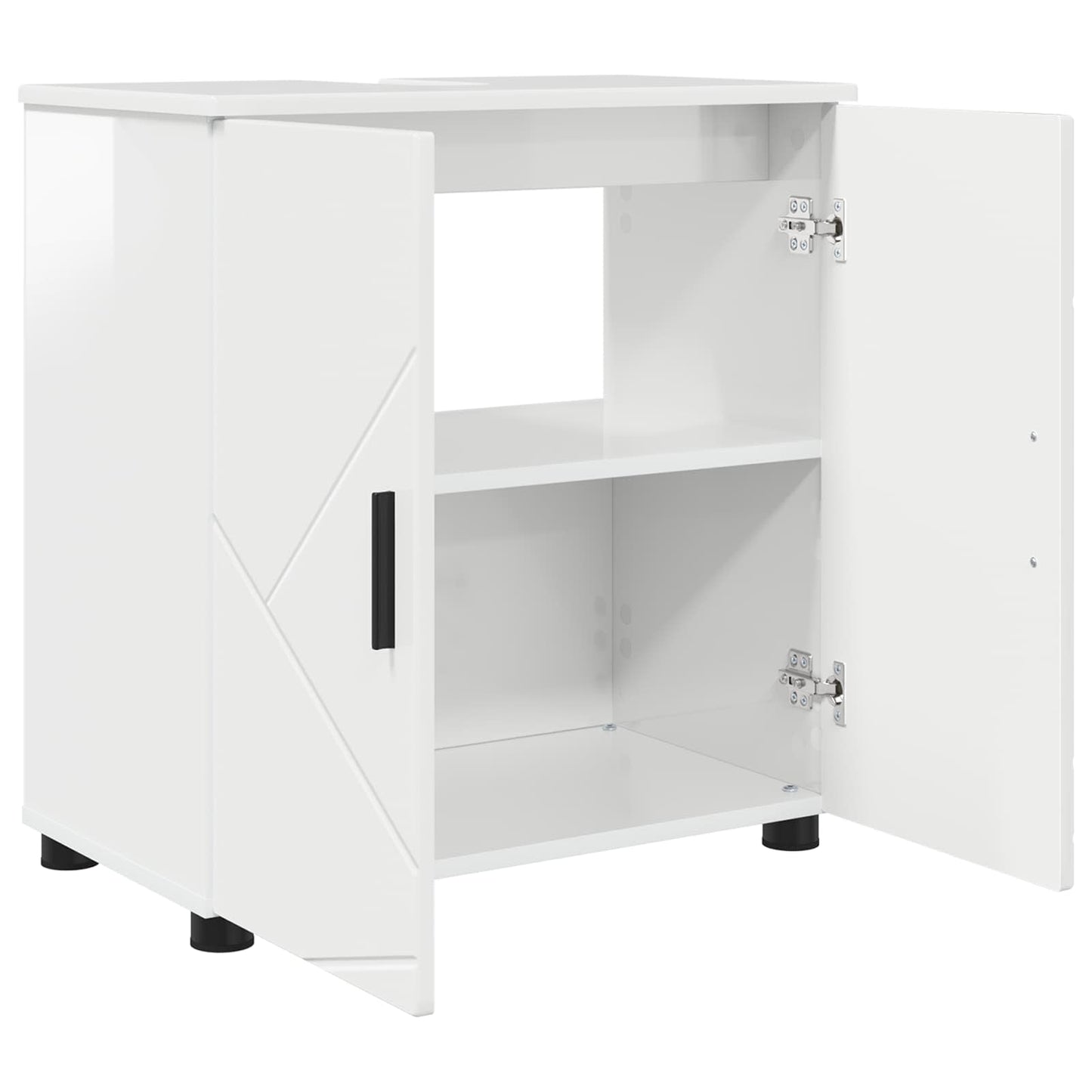 Badezimmerschrank Hochglanz Weiß 61 x 35 x 64 cm