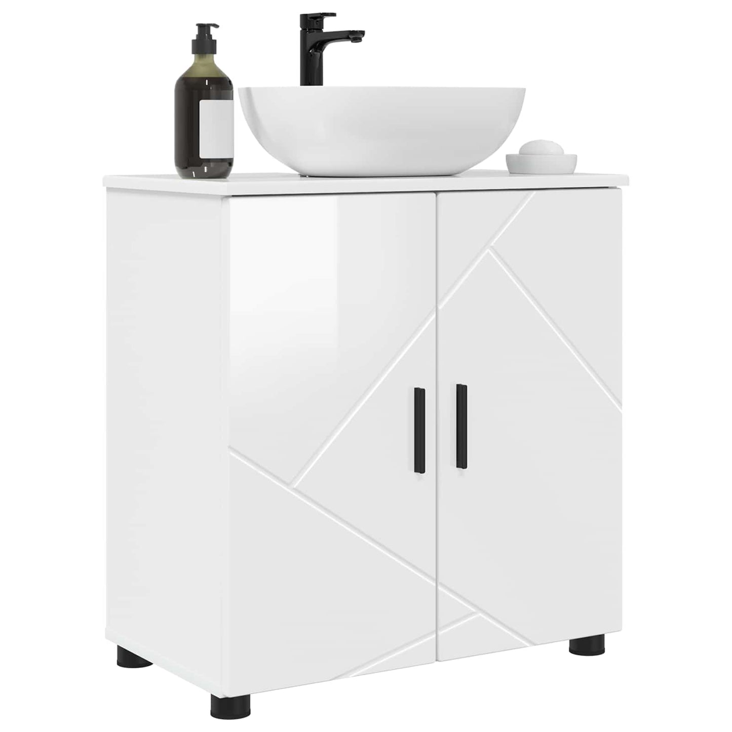 Badezimmerschrank Hochglanz Weiß 61 x 35 x 64 cm