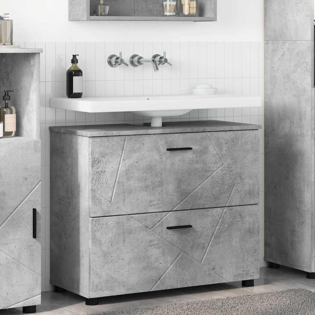 Badezimmerschrank Betongrau 76,5 x 35 x 64 cm