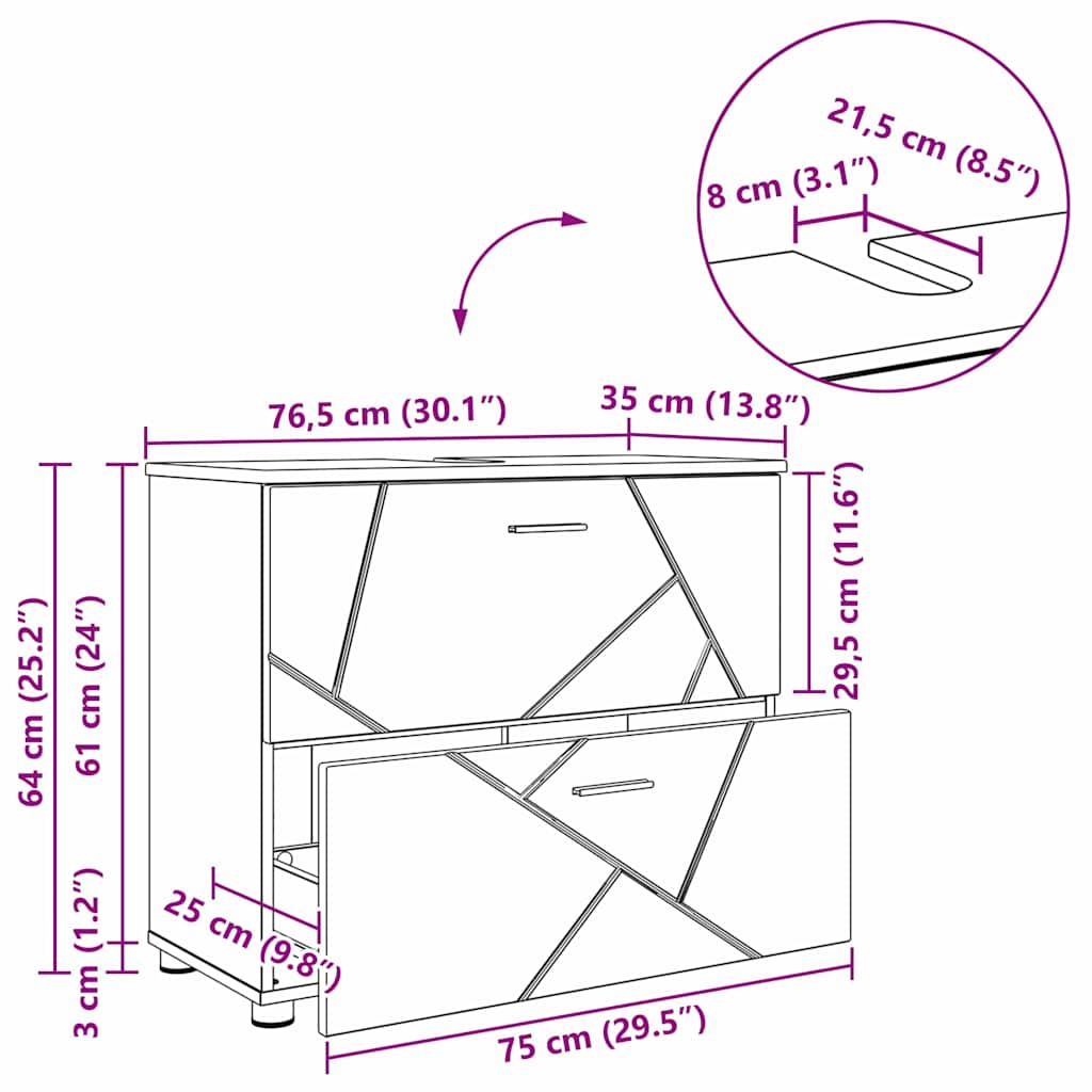Badezimmerschrank Betongrau 76,5 x 35 x 64 cm