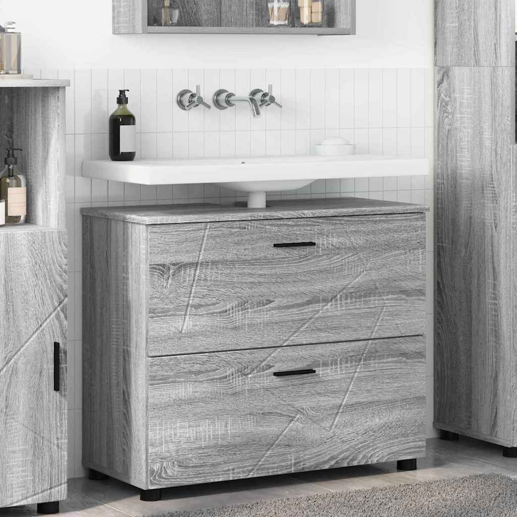 Badezimmerschrank Sonoma-Grau 76,5 x 35 x 64 cm