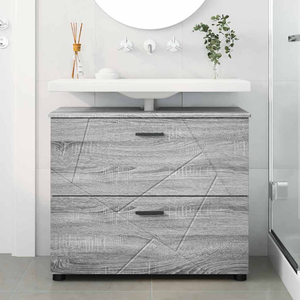 Badezimmerschrank Sonoma-Grau 76,5 x 35 x 64 cm