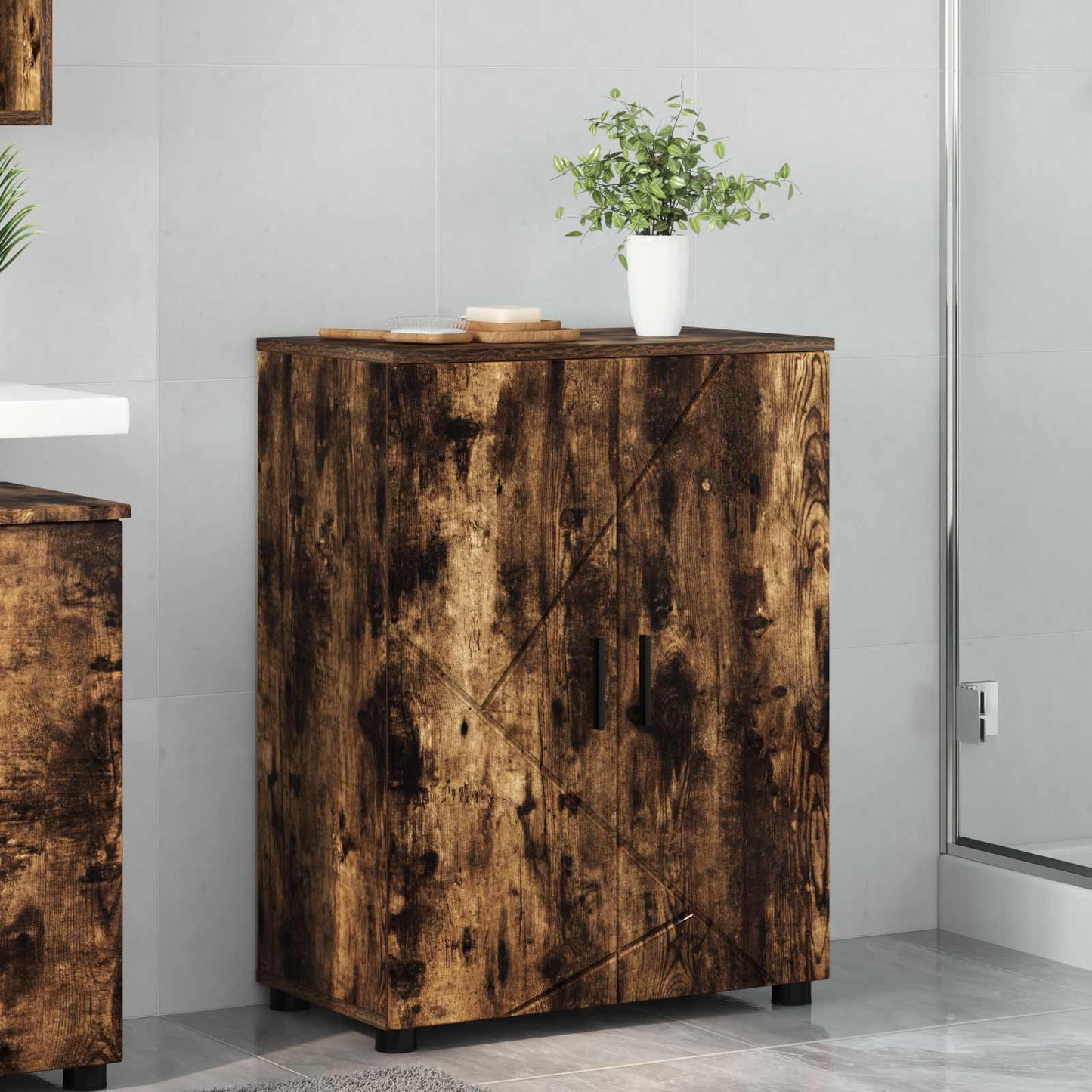 Badezimmerschrank Geräucherte Eiche 60 x 35 x 80 cm