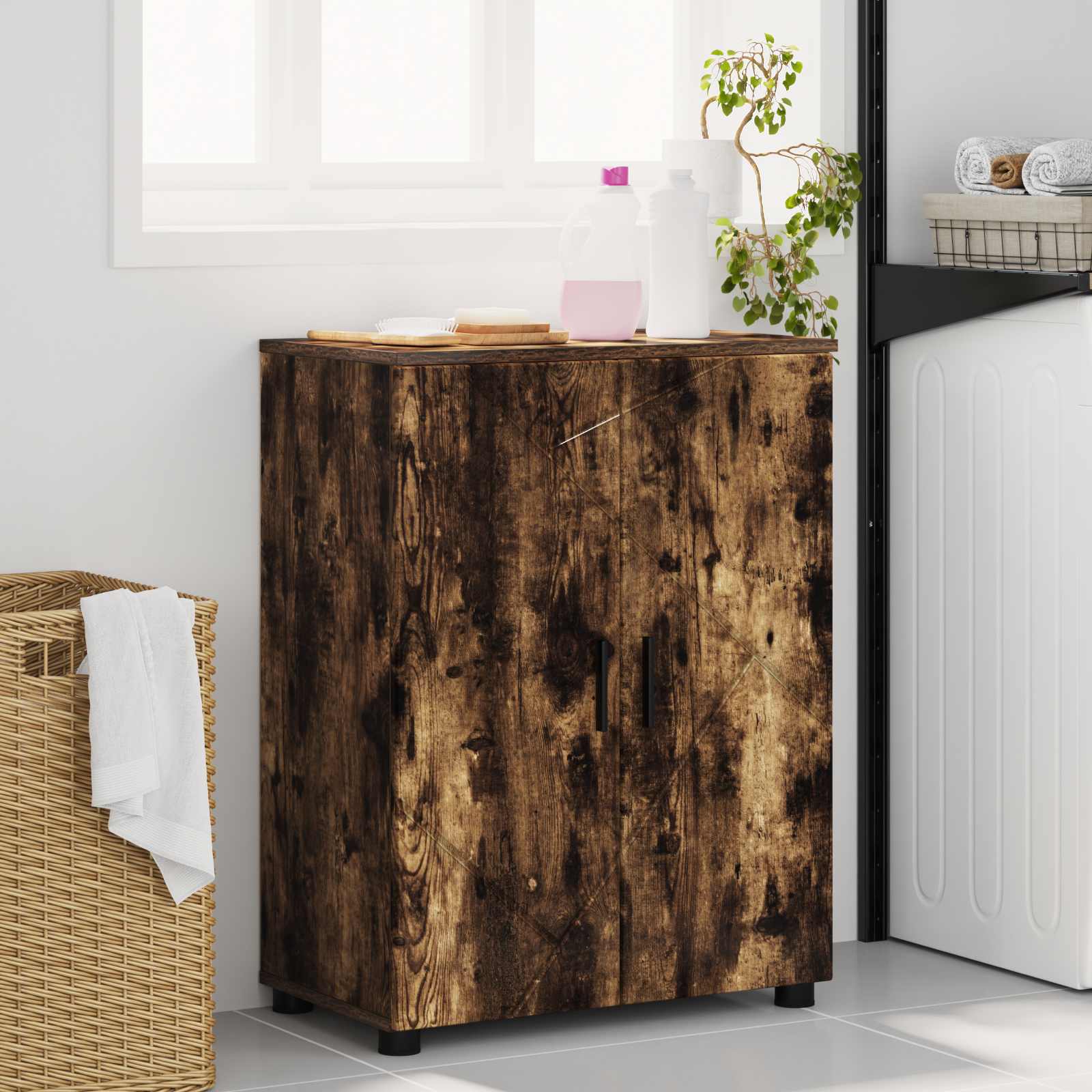 Badezimmerschrank Geräucherte Eiche 60 x 35 x 80 cm