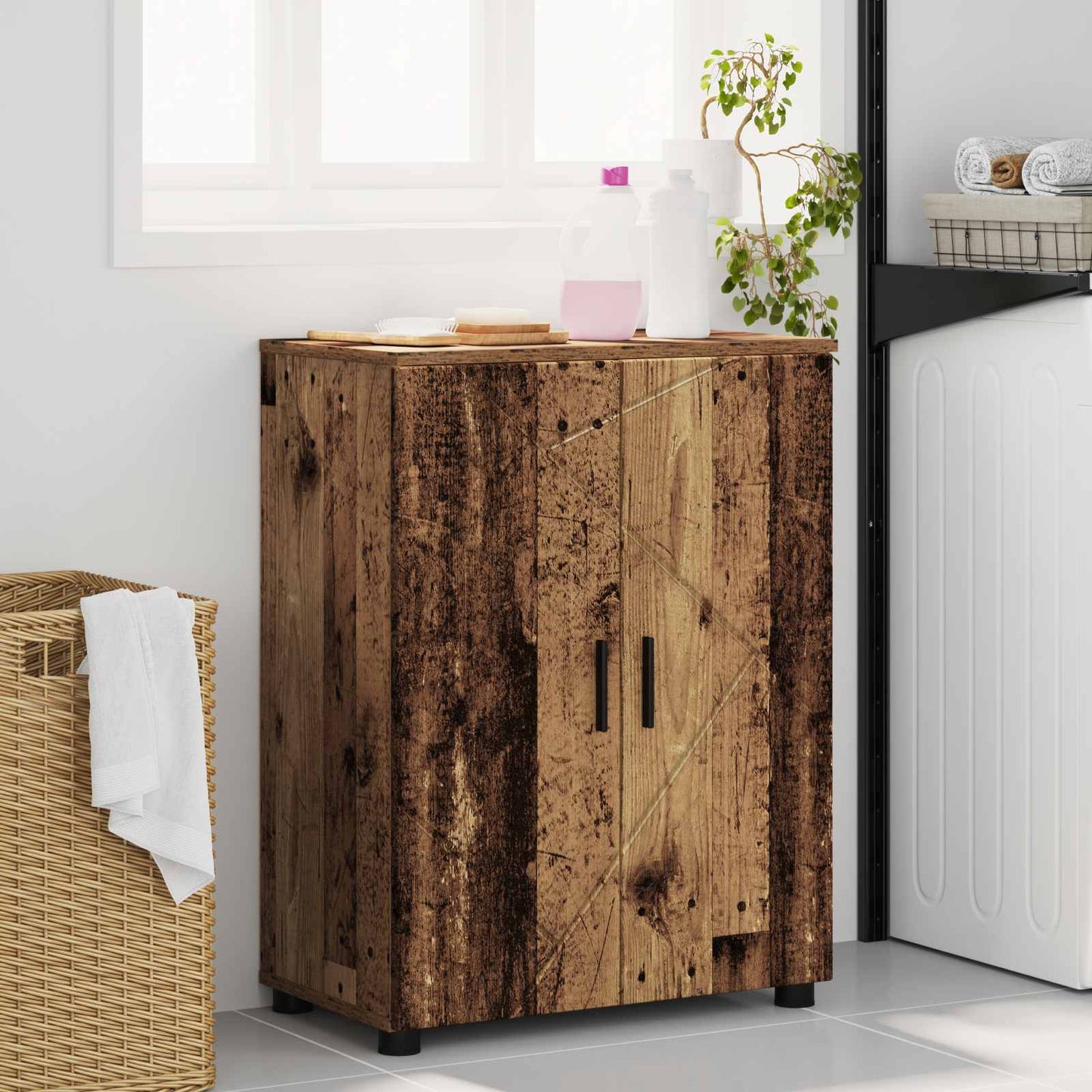 Badezimmerschrank Altholz 60 x 35 x 80 cm Holzwerkstoff, Metall