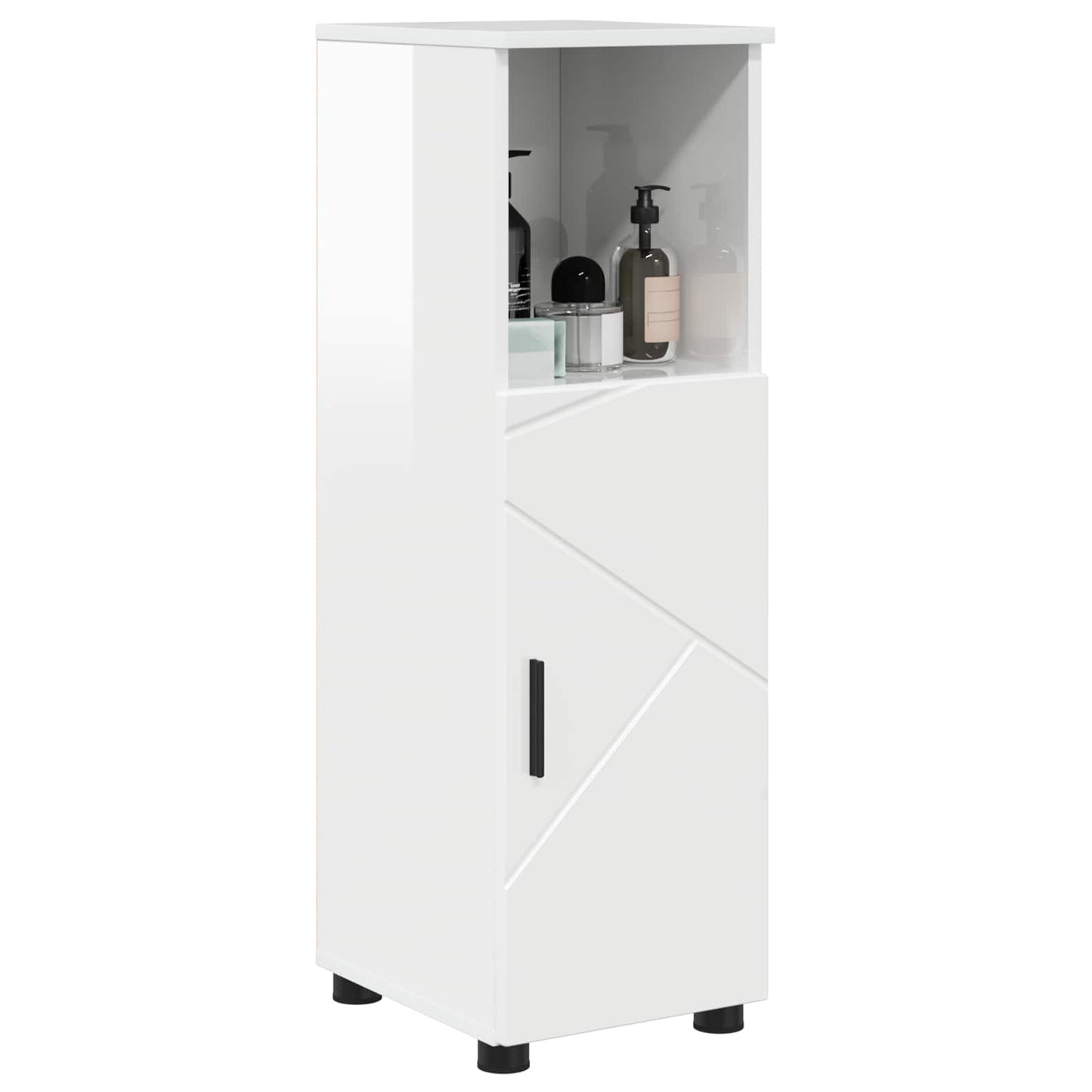 Badezimmerschrank Hochglanz Weiß 30 x 35 x 95 cm