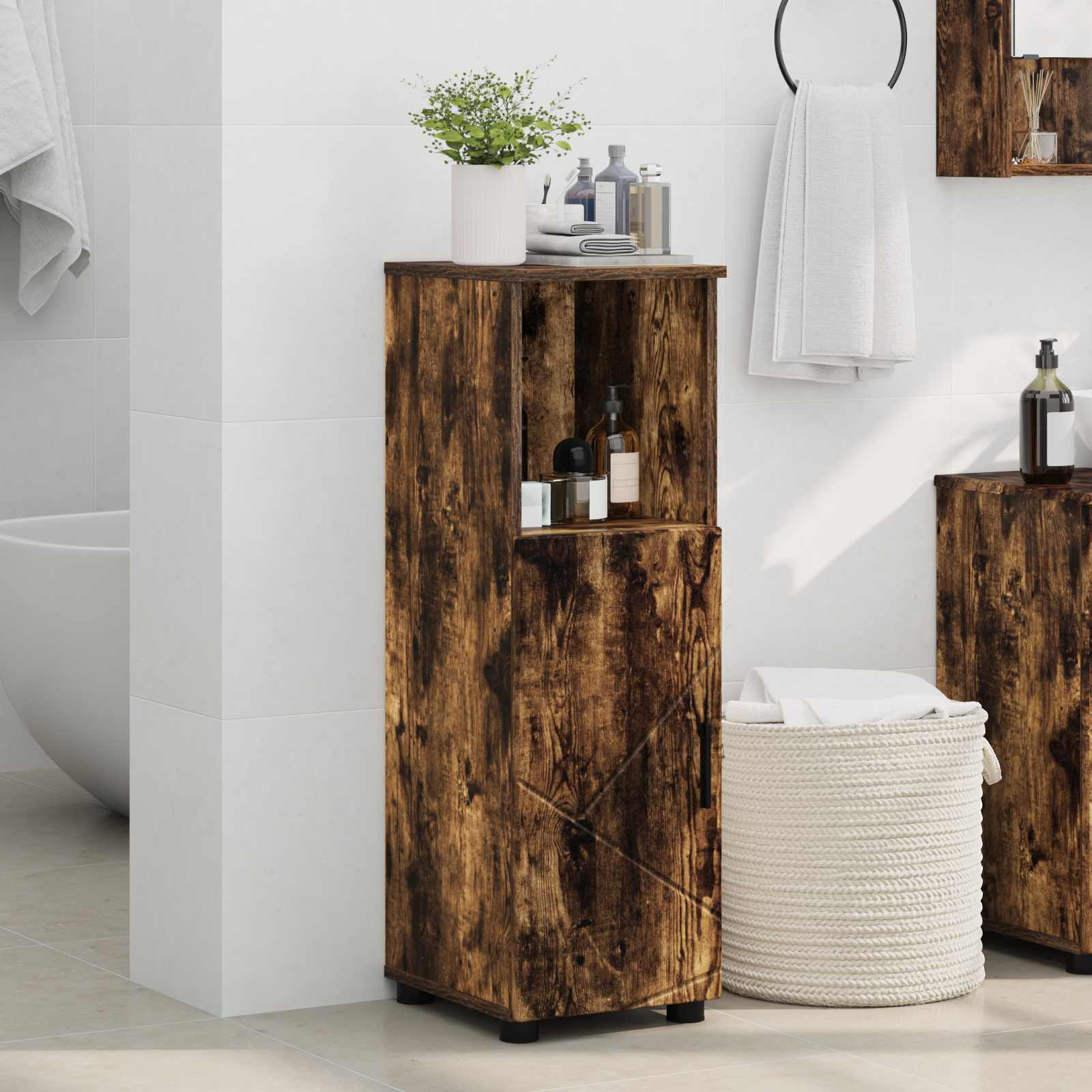 Badezimmerschrank Geräucherte Eiche 30 x 35 x 95 cm
