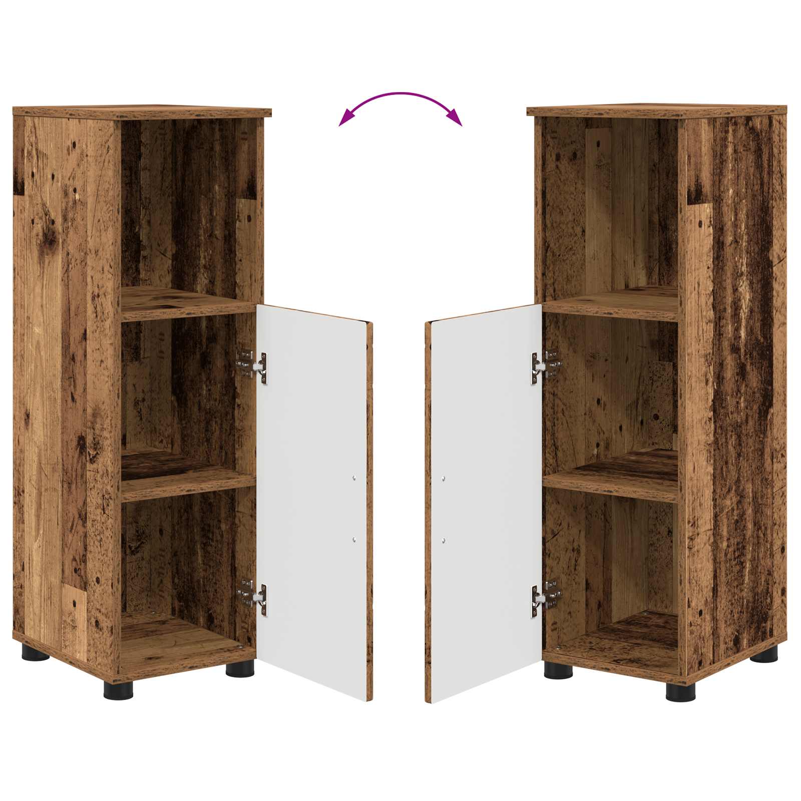 Badezimmerschrank Altholz 30 x 35 x 95 cm Holzwerkstoff, Metall