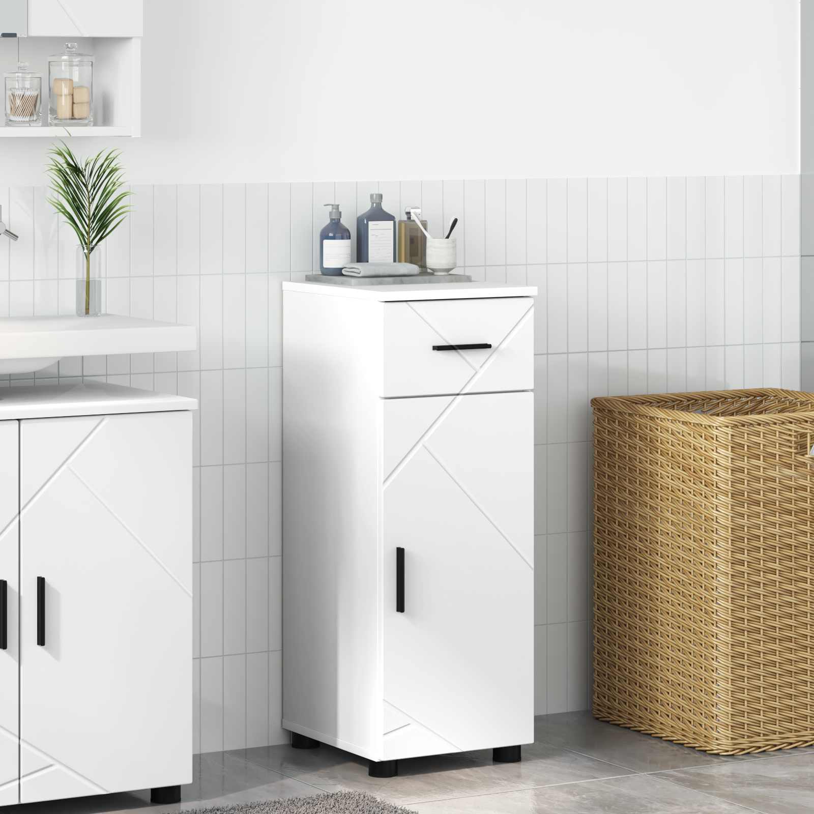 Badezimmerschrank Weiß 30 x 35 x 80 cm Holzwerkstoff, Metall