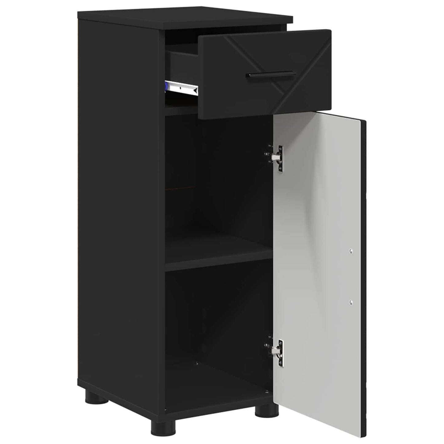 Badezimmerschrank Schwarz 30 x 35 x 80 cm Holzwerkstoff, Metall
