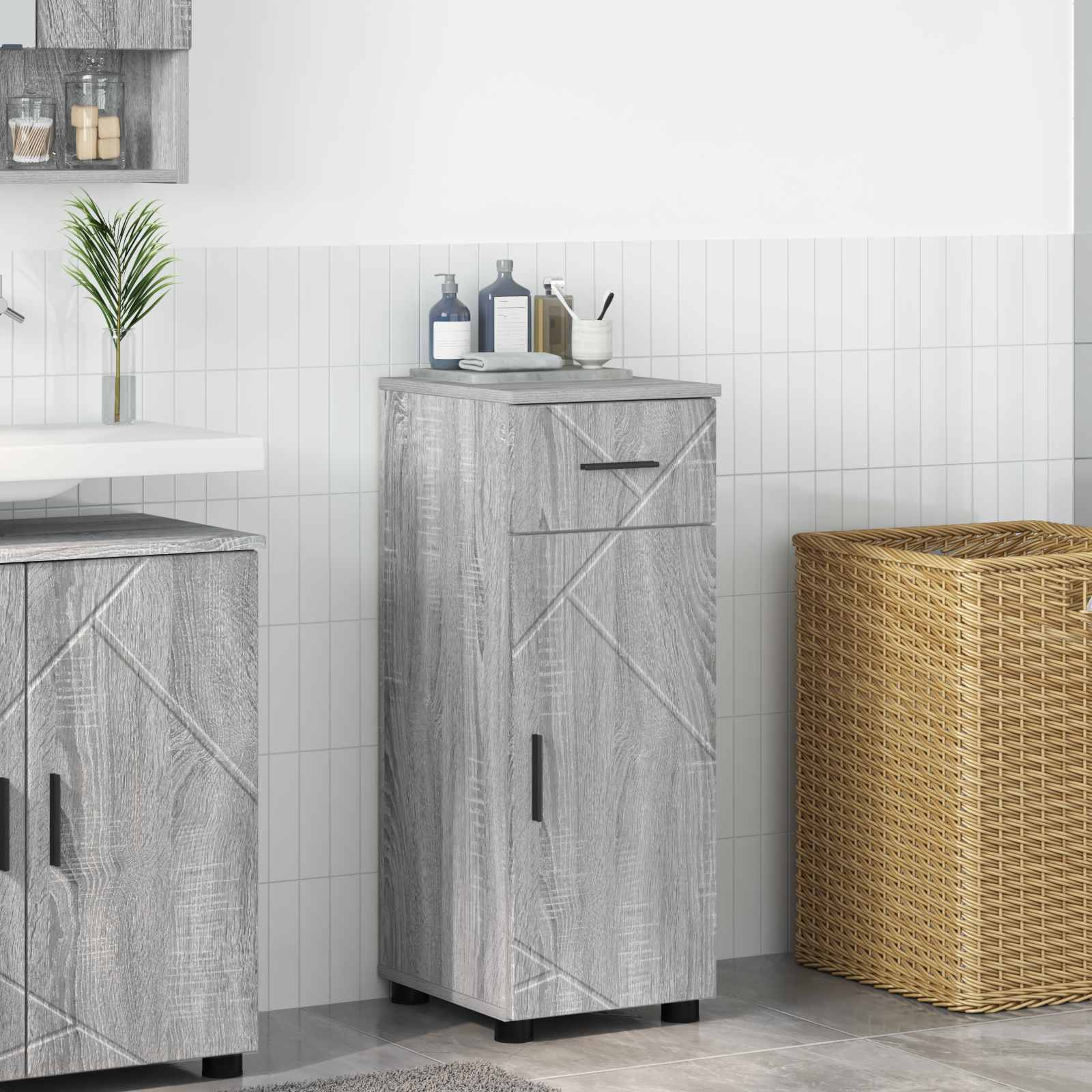Badezimmerschrank Sonoma-Grau 30 x 35 x 80 cm
